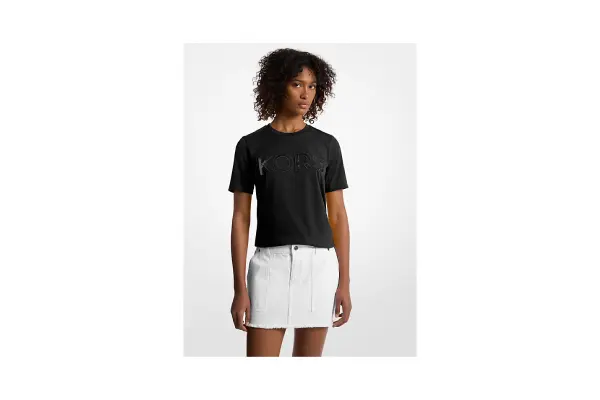 Michael Kors Outlet Sequined Logo Cotton T-Shirt image