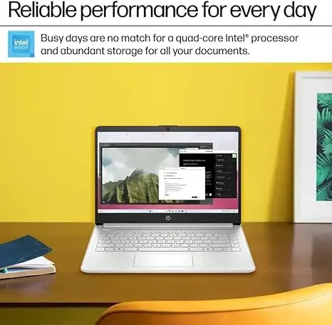 HP 2025 14 inch HD Laptop, Office Pro Lifetime License, Intel Processor N150, 16 GB RAM, 384 GB Storage(128GB UFS+256GB MSD), Copilot AI, Wi-Fi 6, Lightweight, Windows 11 Pro, w/Accessories image 5