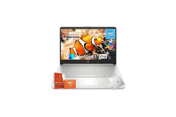 HP 2025 14 inch HD Laptop, Office Pro Lifetime License, Intel Processor N150, 16 GB RAM, 384 GB Storage(128GB UFS+256GB MSD), Copilot AI, Wi-Fi 6, Lightweight, Windows 11 Pro, w/Accessories image