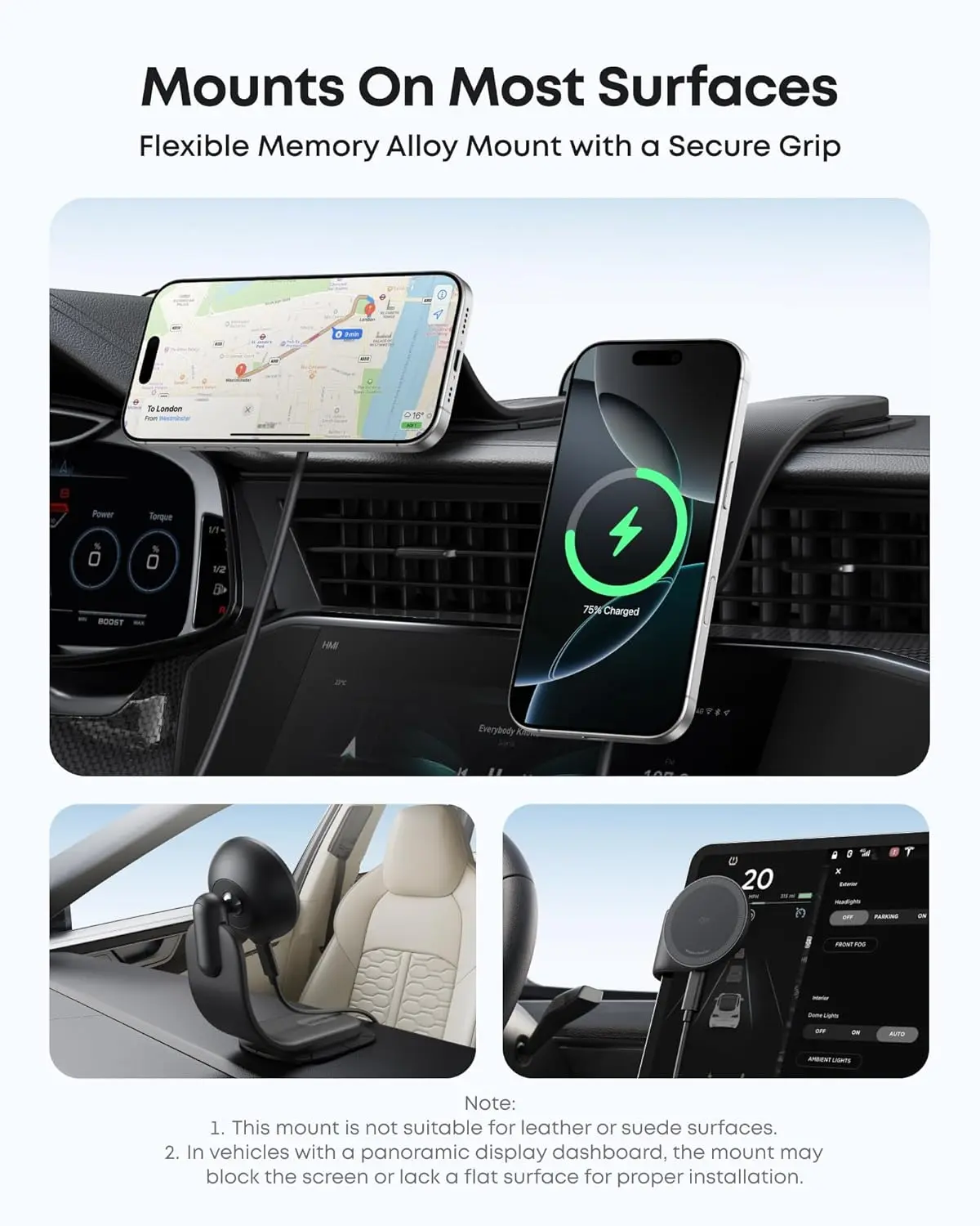 Anker Nano Magnetic Wireless Car Charger, 360° Adjustable Mount Car Charger with Detachable Pad, 15W Qi2 Certified with Alloy Bracket, Fast Charging for iPhone 16/15/14/13/12 Series (Adapter Included) image 3