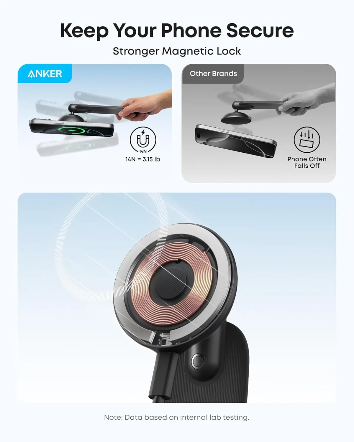 Anker Nano Magnetic Wireless Car Charger, 360° Adjustable Mount Car Charger with Detachable Pad, 15W Qi2 Certified with Alloy Bracket, Fast Charging for iPhone 16/15/14/13/12 Series (Adapter Included) image 5