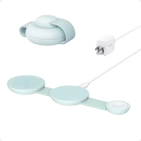 Anker MagSafe Compatible MagGo UFO 3-in-1 Charger, iPhone 16 Wireless Charger Station, Qi2 Certified 15W, Foldable Travel Charging Pad, for iPhone 15/14/13/12, AirPods, Apple Watch (Not a Power Bank) image 1