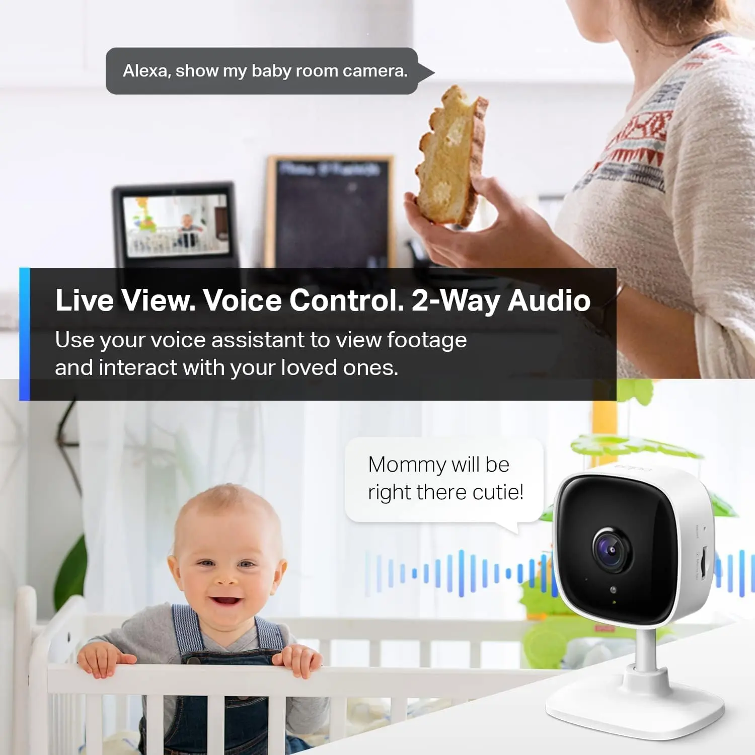 TP-Link Tapo 2K Security Camera for Baby Monitor, Dog Camera w/Motion Detection, 2-Way Audio, Night Vision, Cloud & SD Card Storage (Up to 256 GB), Works w/Alexa & Google Home, 2-Pack (Tapo C110P2) image 5