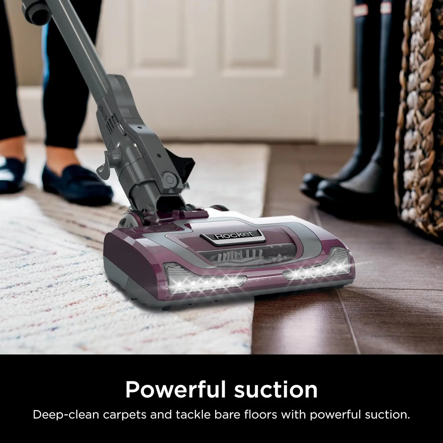 Shark HV322 Rocket Deluxe Pro Corded Stick Vacuum with LED Headlights, XL Dust Cup, Lightweight, Perfect for Pet Hair Pickup, Converts to a Hand Vacuum, with Pet Attachments, Bordeaux/Silver image 3