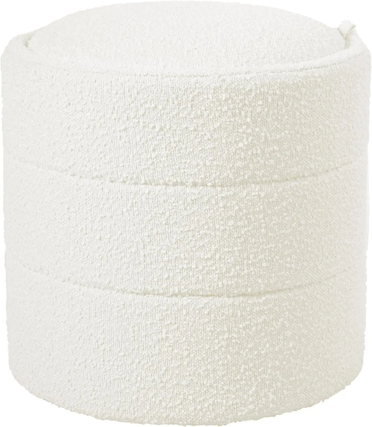 HomePop Storage Round Ottoman with Removable Lid Home Décor|Upholstered Round Foot Rest Ottoman - Cream Boucle image 1