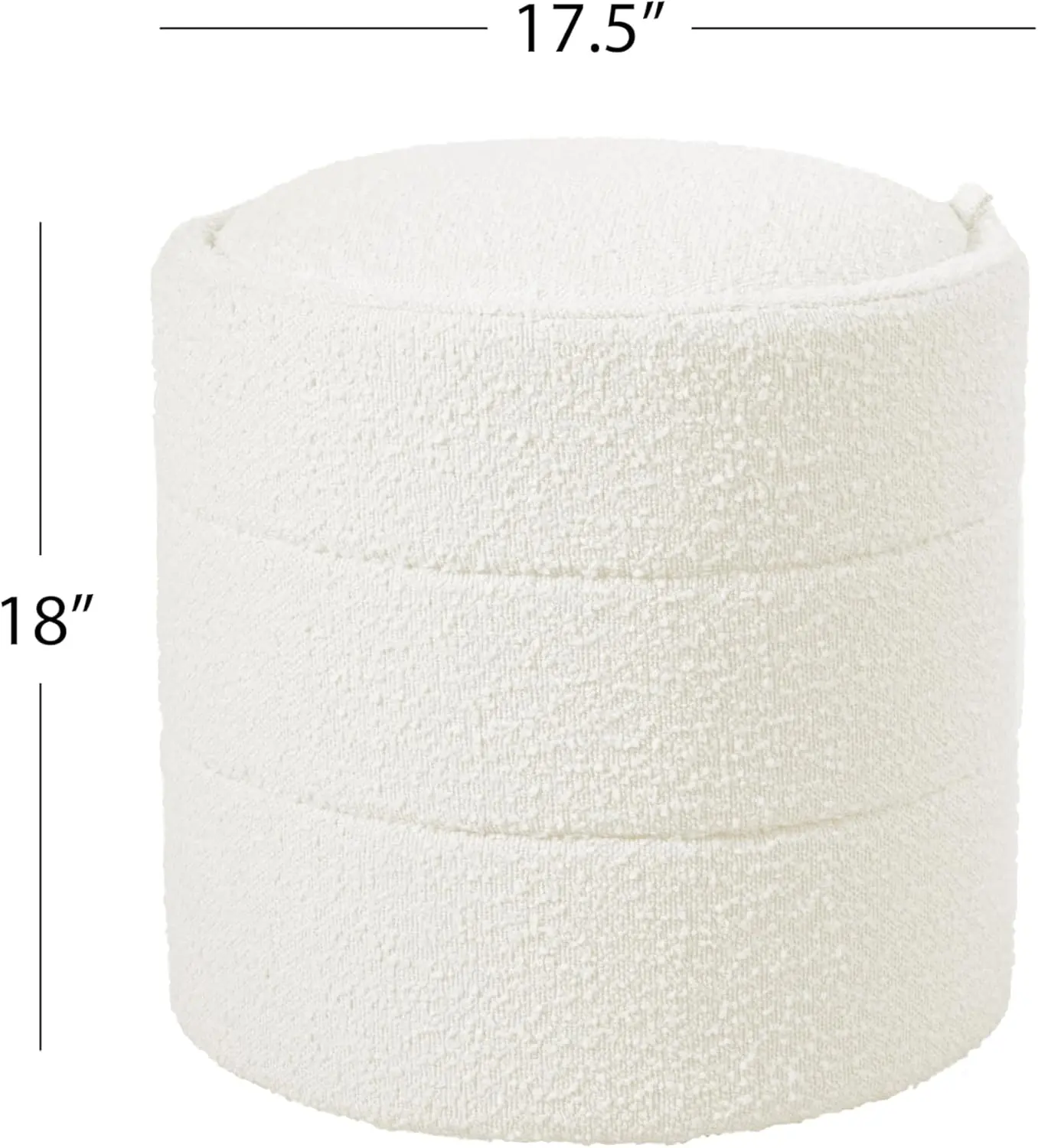 HomePop Storage Round Ottoman with Removable Lid Home Décor|Upholstered Round Foot Rest Ottoman - Cream Boucle image 3