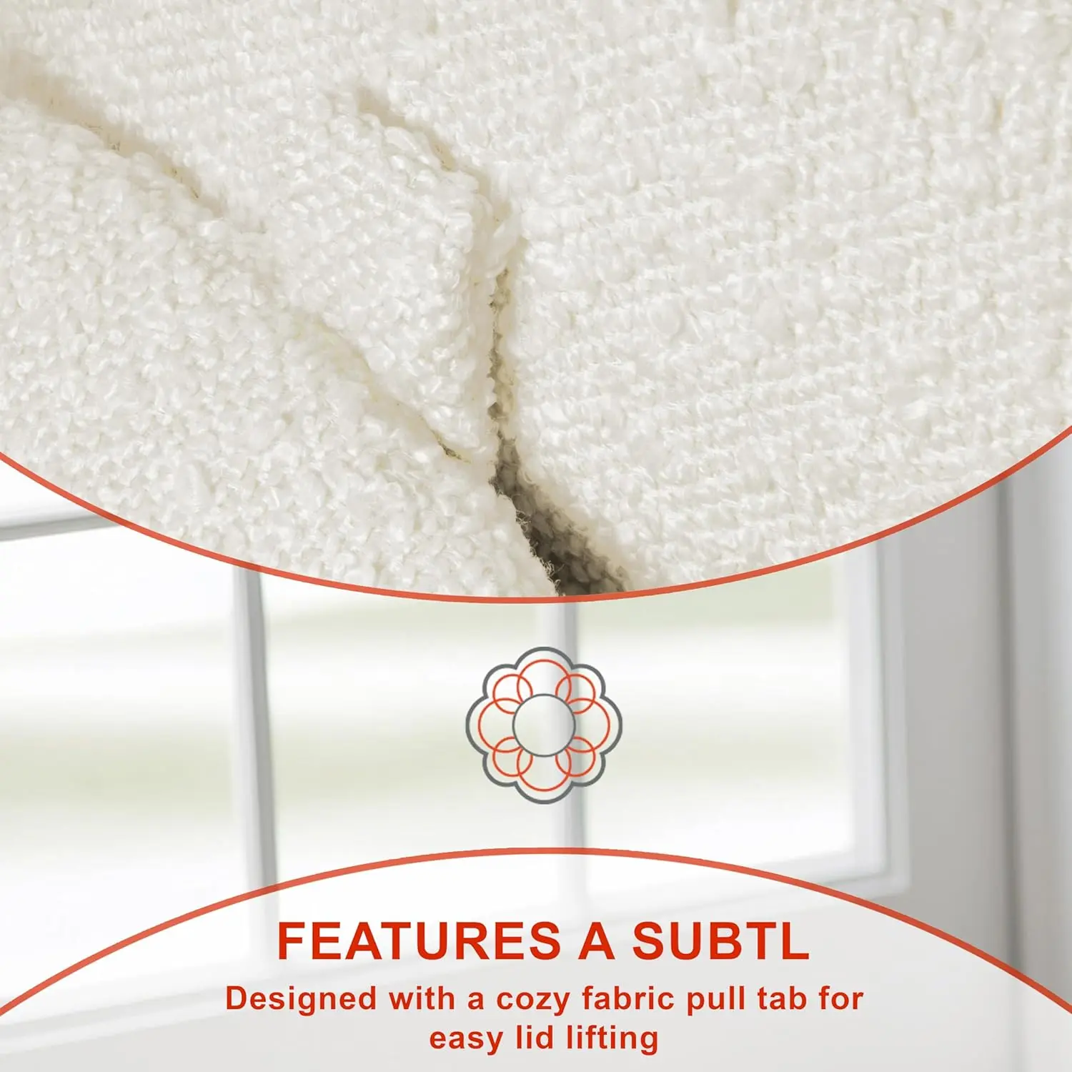 HomePop Storage Round Ottoman with Removable Lid Home Décor|Upholstered Round Foot Rest Ottoman - Cream Boucle image 6