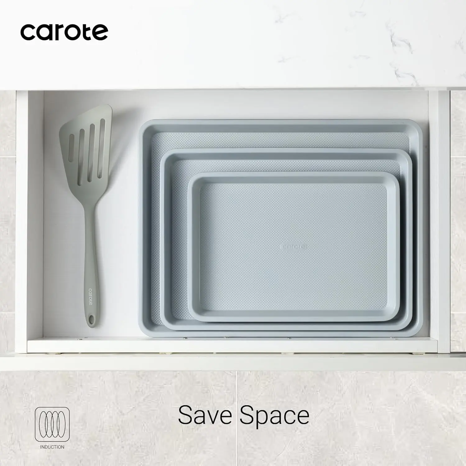 CAROTE 3-Piece Baking Pan Set - Bakeware Set, Baking Sheet Set Including 13 Inch 15 Inch 17 Inch Sheet Pan, Cookie Sheet for Baking, Royal Violet, Blue & Grey image 6