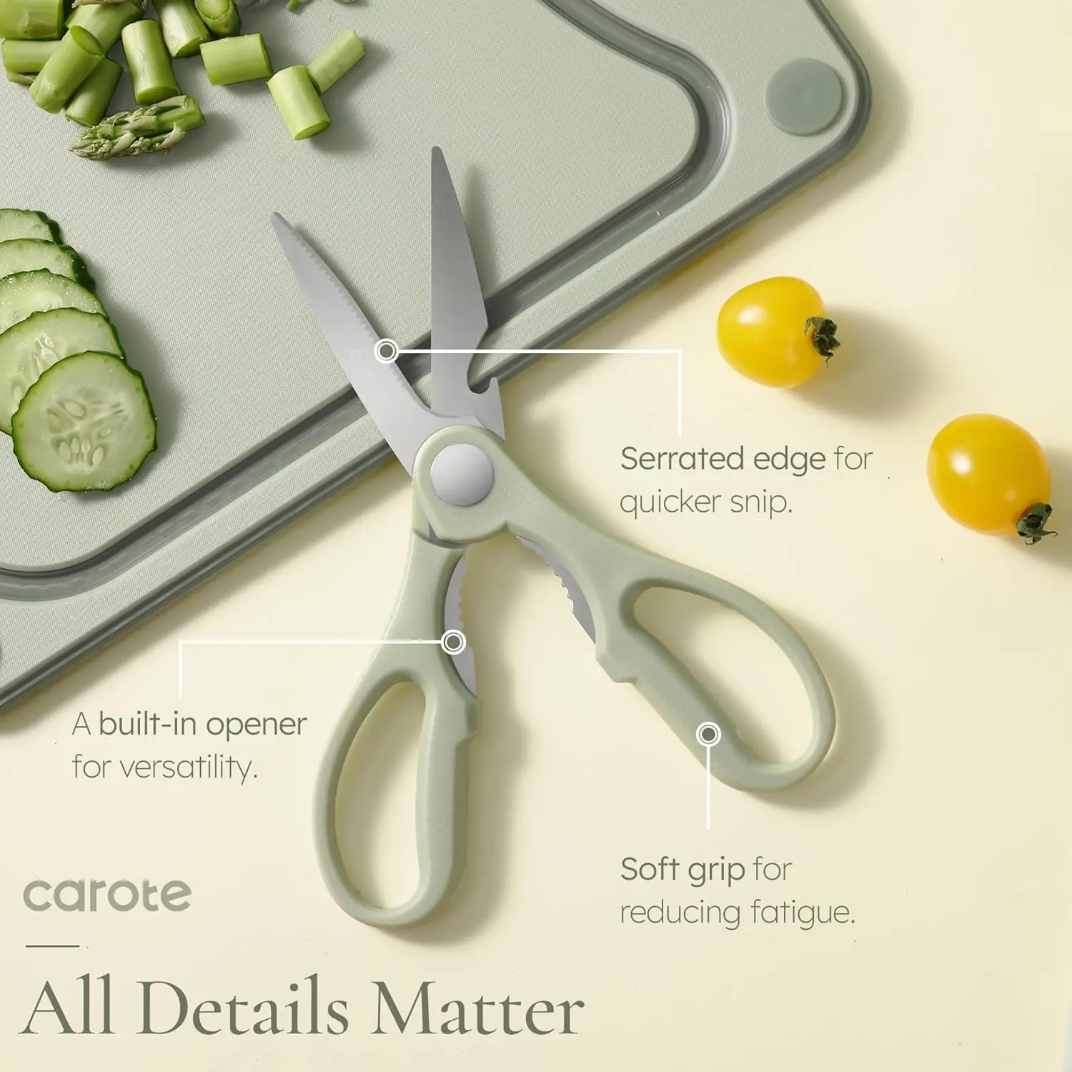 CAROTE Kitchen Knife Set with Block and Sharpener, Dishwasher Safe Knife Block Set 9Pcs, Forged Cutlery with Razor-Sharp Stainless Steel Blades, Green image 6