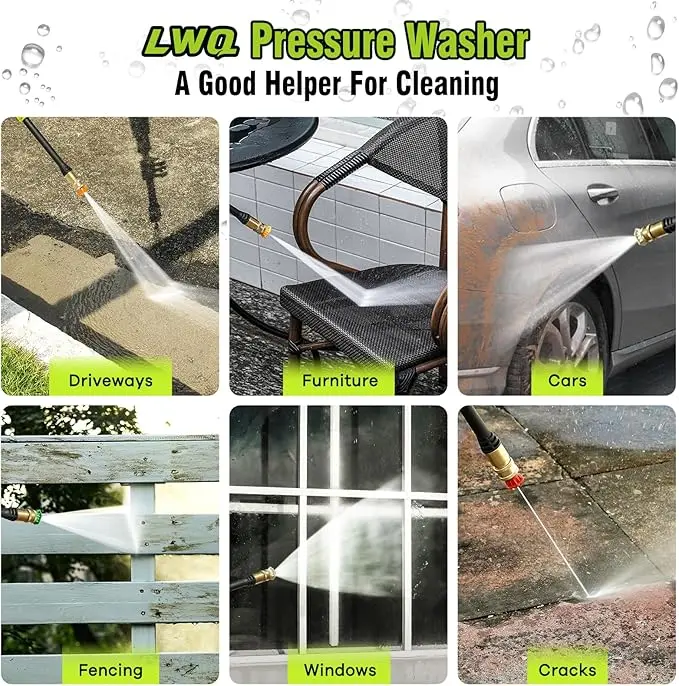 Electric Pressure Washer, 2.5 GPM Power Washer with 4 Quick Connect Nozzles, High Pressure Cleaning Machine with Foam Cannon for Cars/Fences/Driveways/Patios/Home Cleaning (Green) image 4