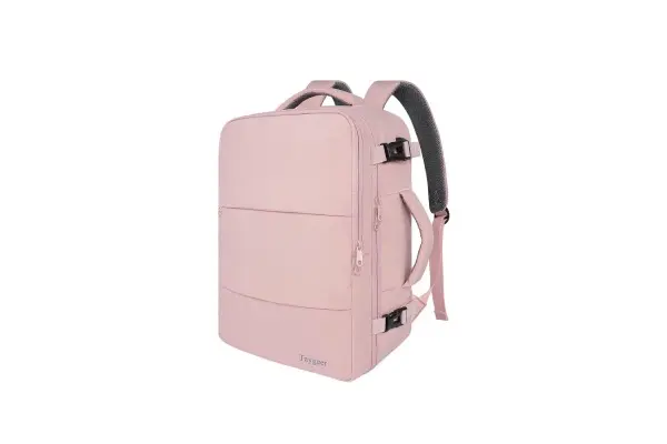 Taygeer Travel Backpack for Women, Carry On Backpack with USB Charging Port & Shoe Pouch, TSA 15.6inch Laptop Mochila Flight Approved, Nurse Bag Casual Daypack for Weekender Business Hiking, Pink image