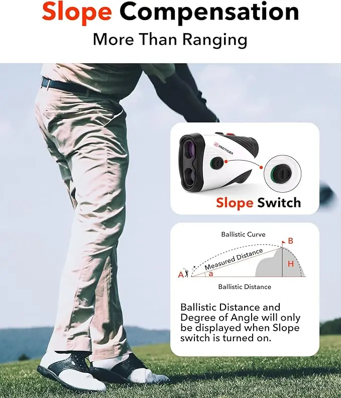 REDTIGER Golf Rangefinder with Slope, 1200 Yards Laser Range Finder Golfing, 7X Magnification, Flag Pole Locking Vibration, Rechargeable Range Finders with Magnet Stripe, GolfVue Series 1 image 4