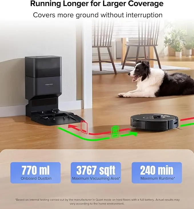 roborock Q5 Max+ Robot Vacuum with Self-Empty Dock, Upgraded from Q5+, 5500 Pa Suction, DuoRoller Brush, Hands-Free Cleaning for up to 7 Weeks, PreciSense LiDAR Navigation, App & Voice Control image 5