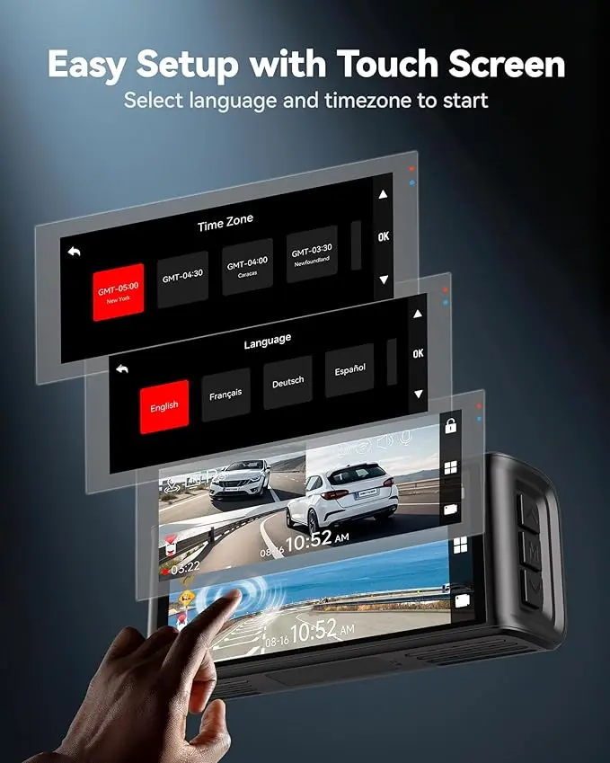 REDTIGER 4K Dash Cam Front and Rear, STARVIS 2 Sensor, Touch Screen 3.18", 128GB Card Included, Voice Control, 5.8GHz WiFi Car Dash Camera, GPS, Night Vision, Emergency Lock, Parking Mode (F7N Touch) image 4