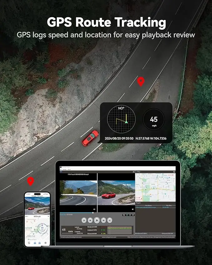REDTIGER 4K Dash Cam Front and Rear, STARVIS 2 Sensor, Touch Screen 3.18", 128GB Card Included, Voice Control, 5.8GHz WiFi Car Dash Camera, GPS, Night Vision, Emergency Lock, Parking Mode (F7N Touch) image 6