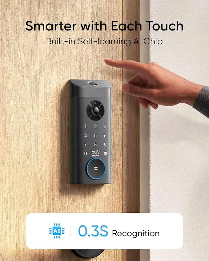 eufy Security Video Smart Lock E330, 3-in-1 Camera+Doorbell+Fingerprint Keyless Entry Door Lock, Smart Built-in Wi-Fi Deadbolt for Front Door, Auto Lock, App Remote Control, Easy Installation image 4