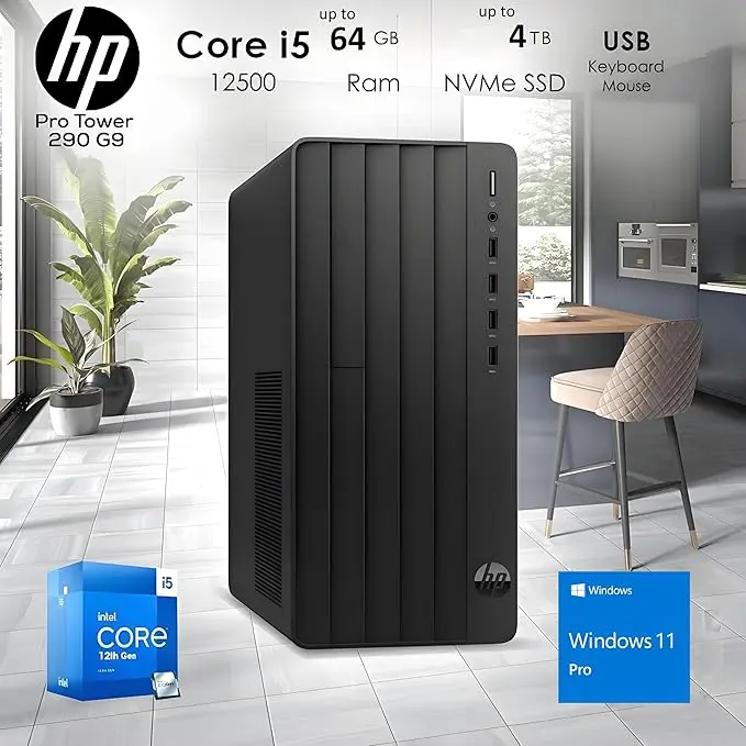 HP Desktop Computers Tower PC for Home Business Student, Intel 6-Core i5-12500 (Beat i7-11700), 32GB DDR4 RAM, 1TB PCIe SSD, WiFi, Bluetooth, RJ-45, Keyboard and Mouse, Windows 11 Pro, Wendbo image 3