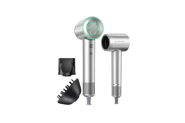 Hair Dryer - 150000 RPM High-Speed Brushless Motor Negative Ionic Blow Dryer for Fast Drying, Low Noise Thermo-Control Hair Dryer with Diffuser and Nozzle, Silvery image