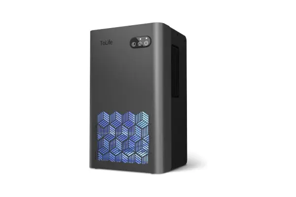 ToLife Dehumidifiers for Home 95 OZ Water Tank, 1000 sq.ft Dehumidifier for Basement Bedroom Bathroom with Auto Shut Off 7 Colors LED Light,Grey image