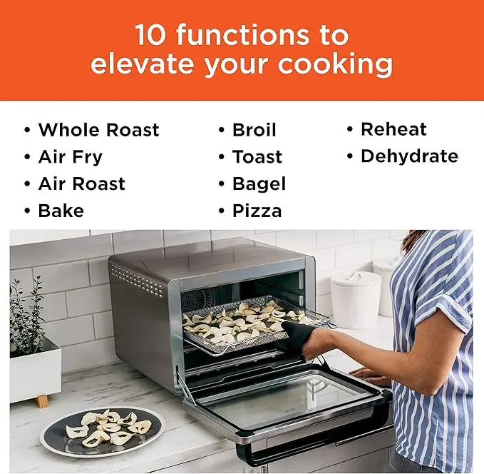 Ninja Air Fryer & Toaster Oven | Foodi Series, XL Pro Air Oven Kitchen Countertop Convection | 10-in-1 Functions | Fits a 5-lb Chicken & Sheet Pan of Vegetables | 1800 Watts | Stainless Steel | DT201 image 3