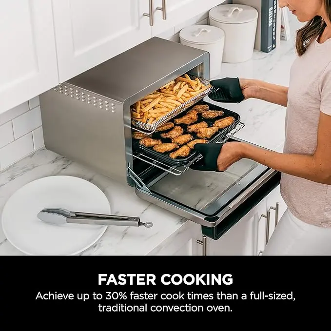 Ninja Air Fryer & Toaster Oven | Foodi Series, XL Pro Air Oven Kitchen Countertop Convection | 10-in-1 Functions | Fits a 5-lb Chicken & Sheet Pan of Vegetables | 1800 Watts | Stainless Steel | DT201 image 4