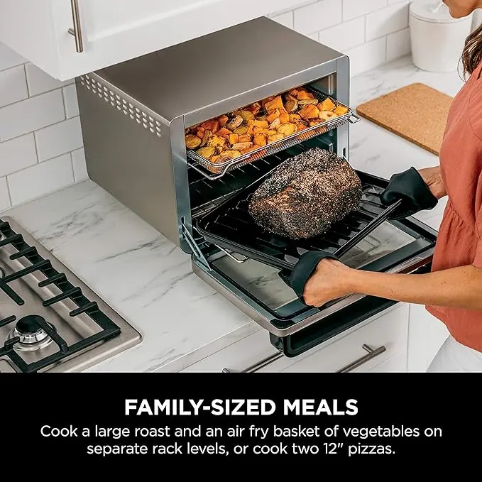 Ninja Air Fryer & Toaster Oven | Foodi Series, XL Pro Air Oven Kitchen Countertop Convection | 10-in-1 Functions | Fits a 5-lb Chicken & Sheet Pan of Vegetables | 1800 Watts | Stainless Steel | DT201 image 5