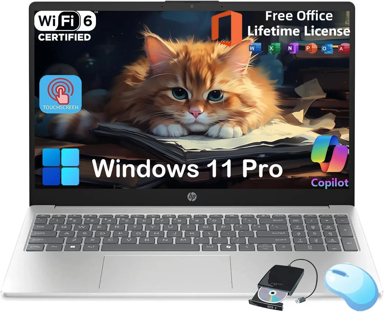 HP Flagship 15.6 Touchscreen Laptop Computer - w/MS Office Lifetime • Intel 13th Gen Core i3 (Up to 4.5GHz) • HD Touch Display • for Business & Student • AI Copilot • Win 11 Pro (64GB RAM | 2TB SSD) image 1