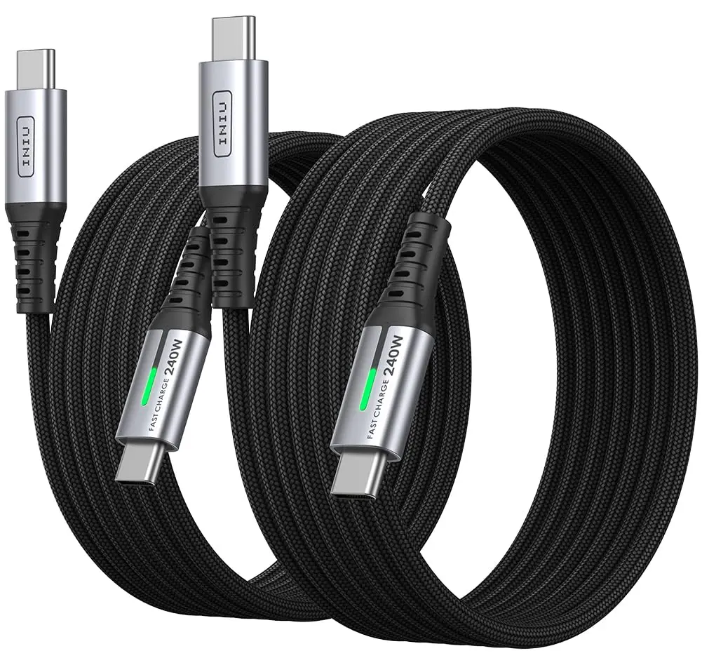 INIU USB C to USB C Cable, 240W Fast Charging [6.6ft, 2-Pack] Type C Charger Cord, Braided USBC Phone Charger Cable for iPhone 16 15 Pro Samsung S24 S23 Laptops MacBook iPad Switch Steam Deck etc. image 8