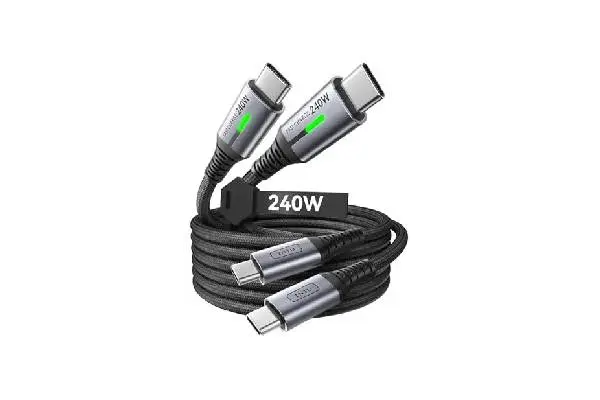 INIU USB C to USB C Cable, 240W Fast Charging [6.6ft, 2-Pack] Type C Charger Cord, Braided USBC Phone Charger Cable for iPhone 16 15 Pro Samsung S24 S23 Laptops MacBook iPad Switch Steam Deck etc. image