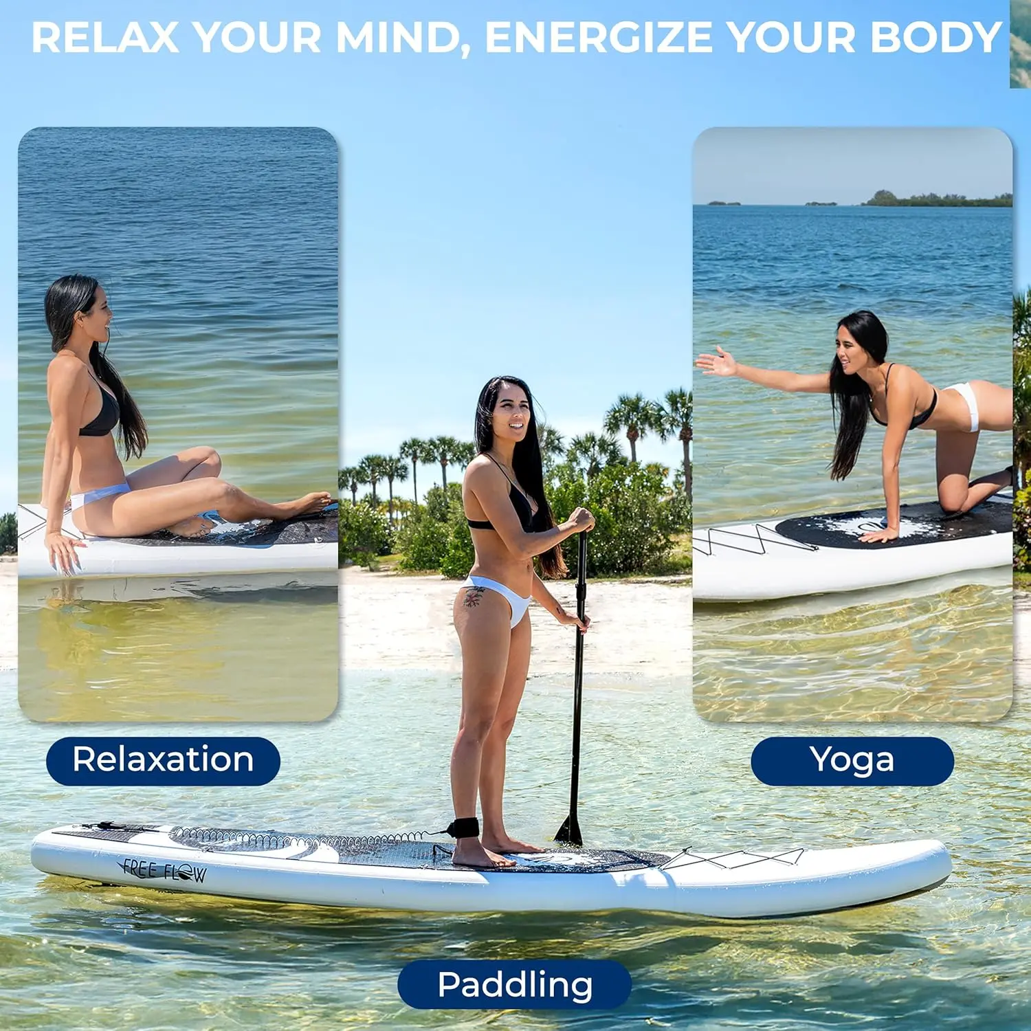 SereneLife Inflatable Stand Up Paddle Board with Premium SUP Accessories – Wide Stable Design with Non-Slip EVA Deck Pad for Adults and Youth of All Skill Levels image 2