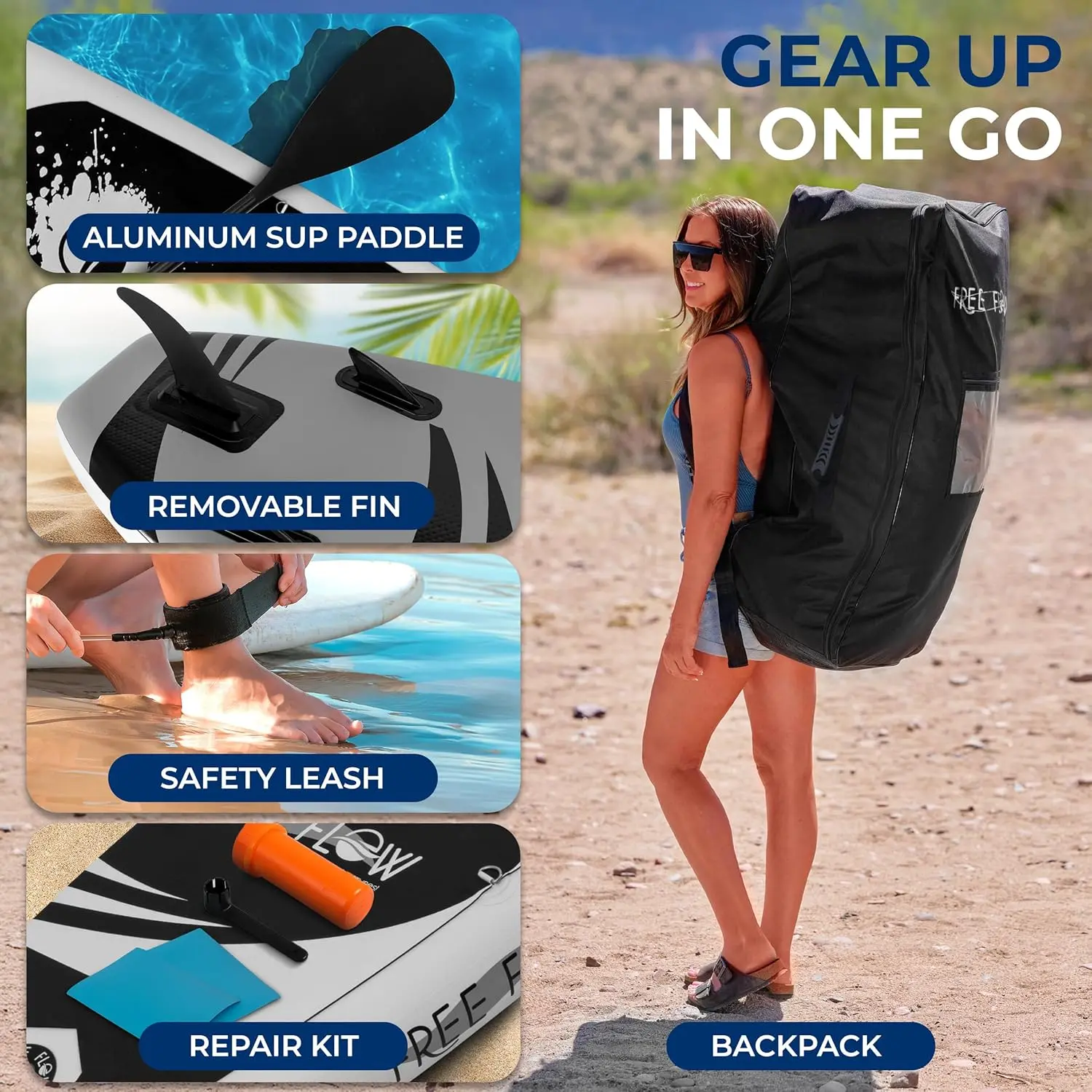 SereneLife Inflatable Stand Up Paddle Board with Premium SUP Accessories – Wide Stable Design with Non-Slip EVA Deck Pad for Adults and Youth of All Skill Levels image 7