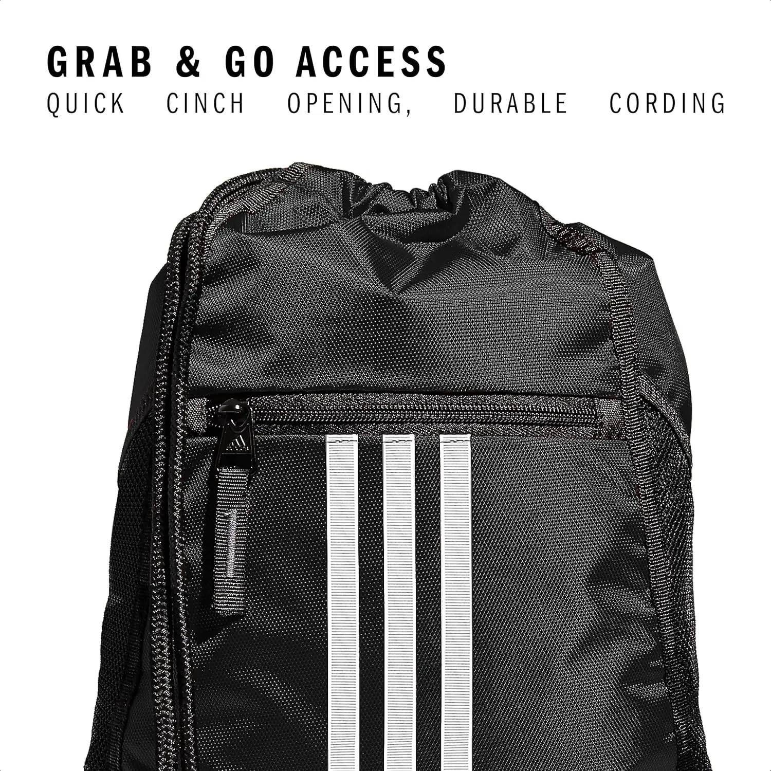 adidas Alliance Sackpack, Drawstring Backpack, Lightweight Small Gym Bag for Women and Men, Black, One Size image 2