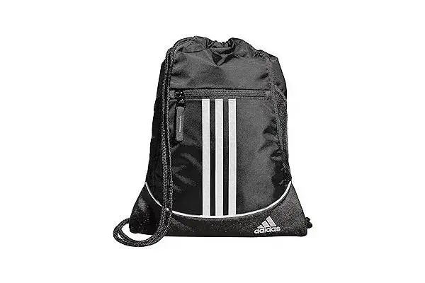 adidas Alliance Sackpack, Drawstring Backpack, Lightweight Small Gym Bag for Women and Men, Black, One Size image