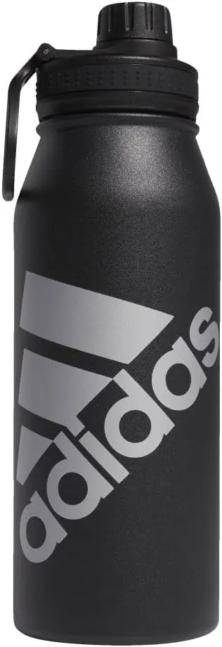 adidas 1 Liter (32 oz) Metal Water Bottle, Hot/Cold Double-Walled Insulated 18/8 Stainless Steel, Black/Silver Metallic, 32 Ounces image 8