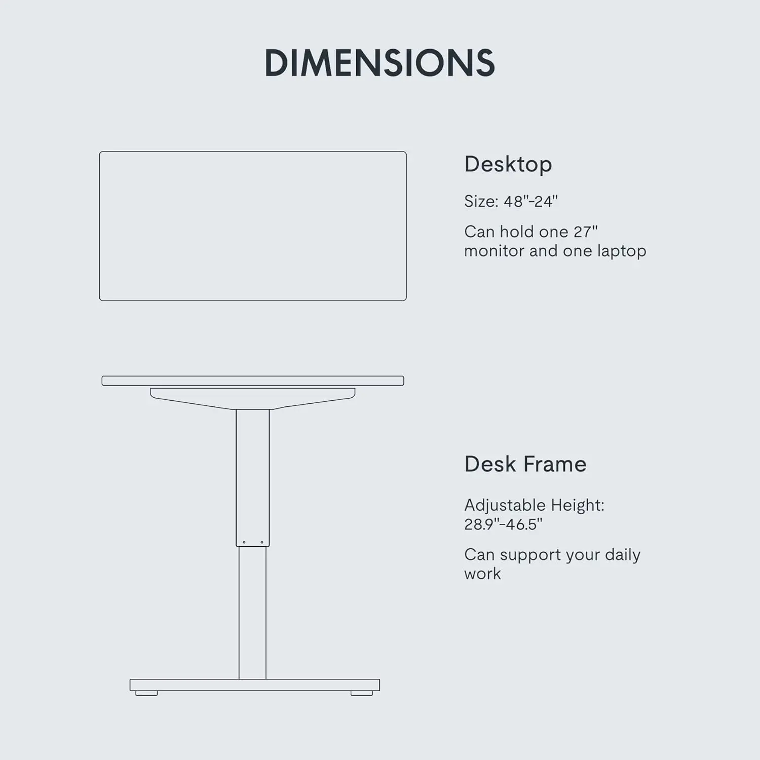 FLEXISPOT EN1 One-Piece Standing Desk, 48 x 24 Inches Electric Height Adjustable Desk for Home Office (White Frame + White Desktop) image 6
