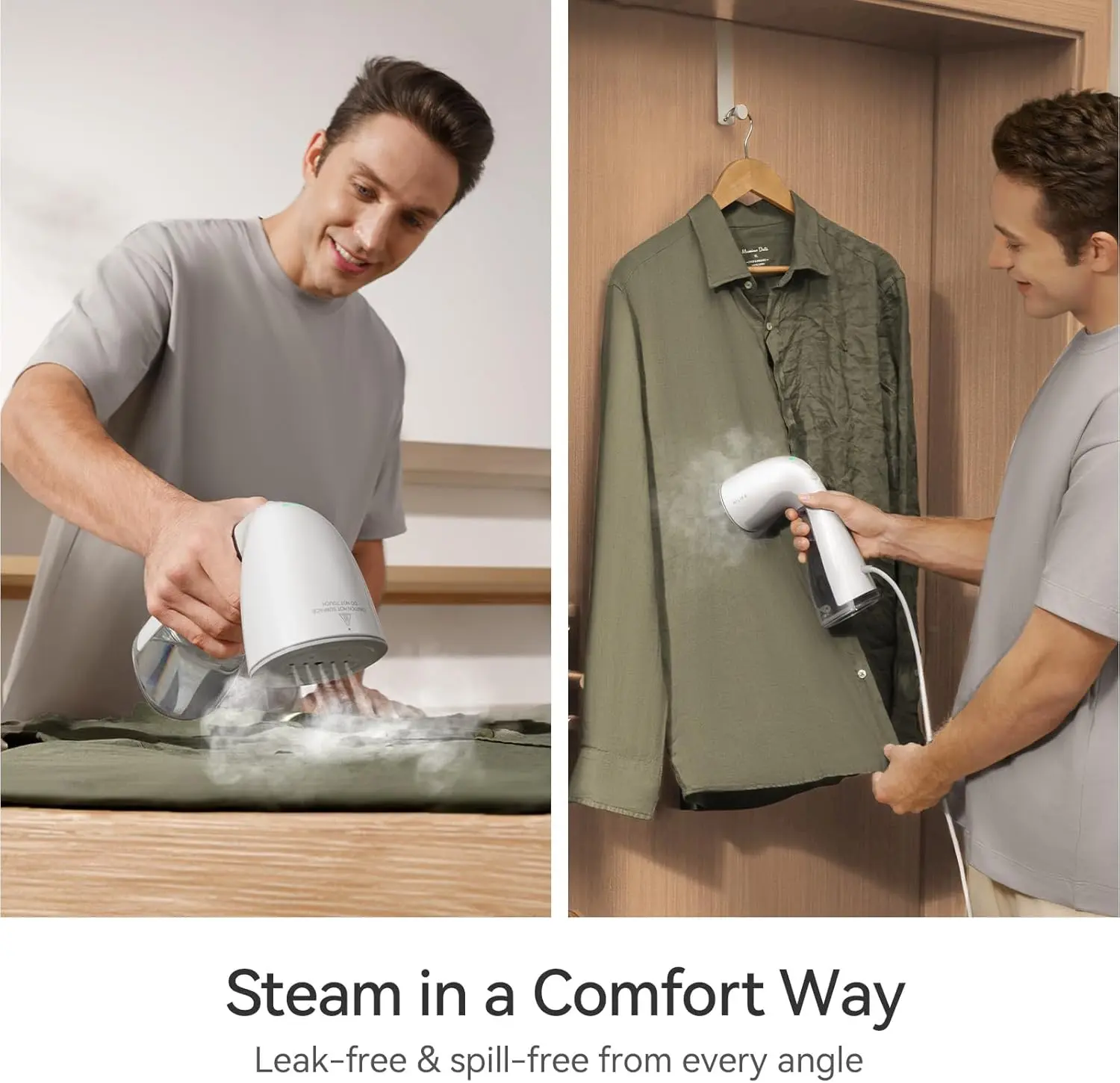 HiLIFE Steamer for Clothes, Handheld Clothes Steamer with Large 300ml Tank, 1100W Strong Power, 30S Fast Heat-up, Garment Fabric Wrinkle Remover, Portable & Compact Travel Size ONLY FOR 120V (White) image 5