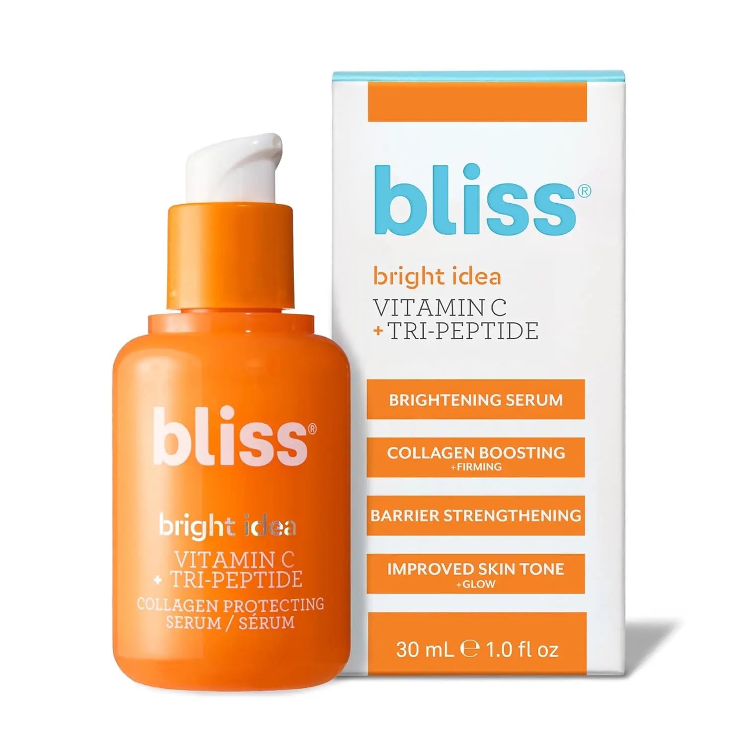 Bliss Vitamin C + Tri-Peptide Bright Idea Serum – 15% Brightening + Barrier Boost Complex for Radiant, Firm Skin – Anti-Aging Face Serum Boosts Collagen & Elasticity - 1 fl oz image 1