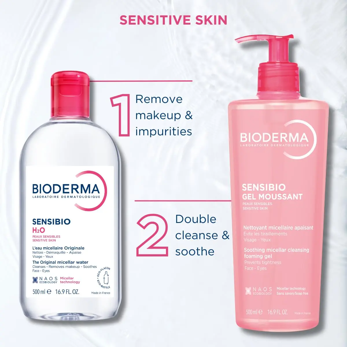Bioderma - Sensibio - H2O Micellar Water - Makeup Remover Cleanser - Face Cleanser for Sensitive Skin image 7