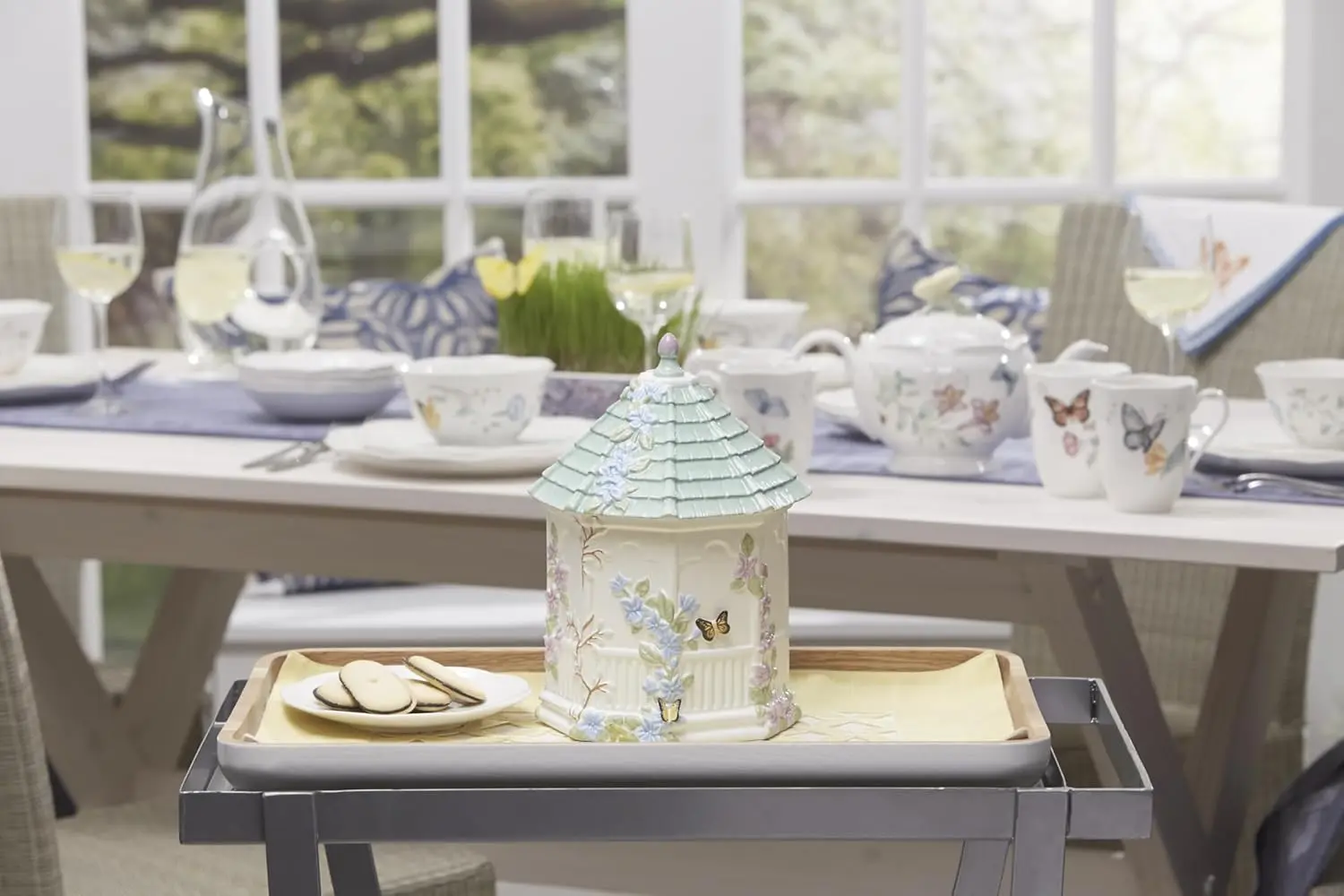 Lenox Butterfly Meadow Figural Gazebo Cookie Jar, 10-Inch, White image 6