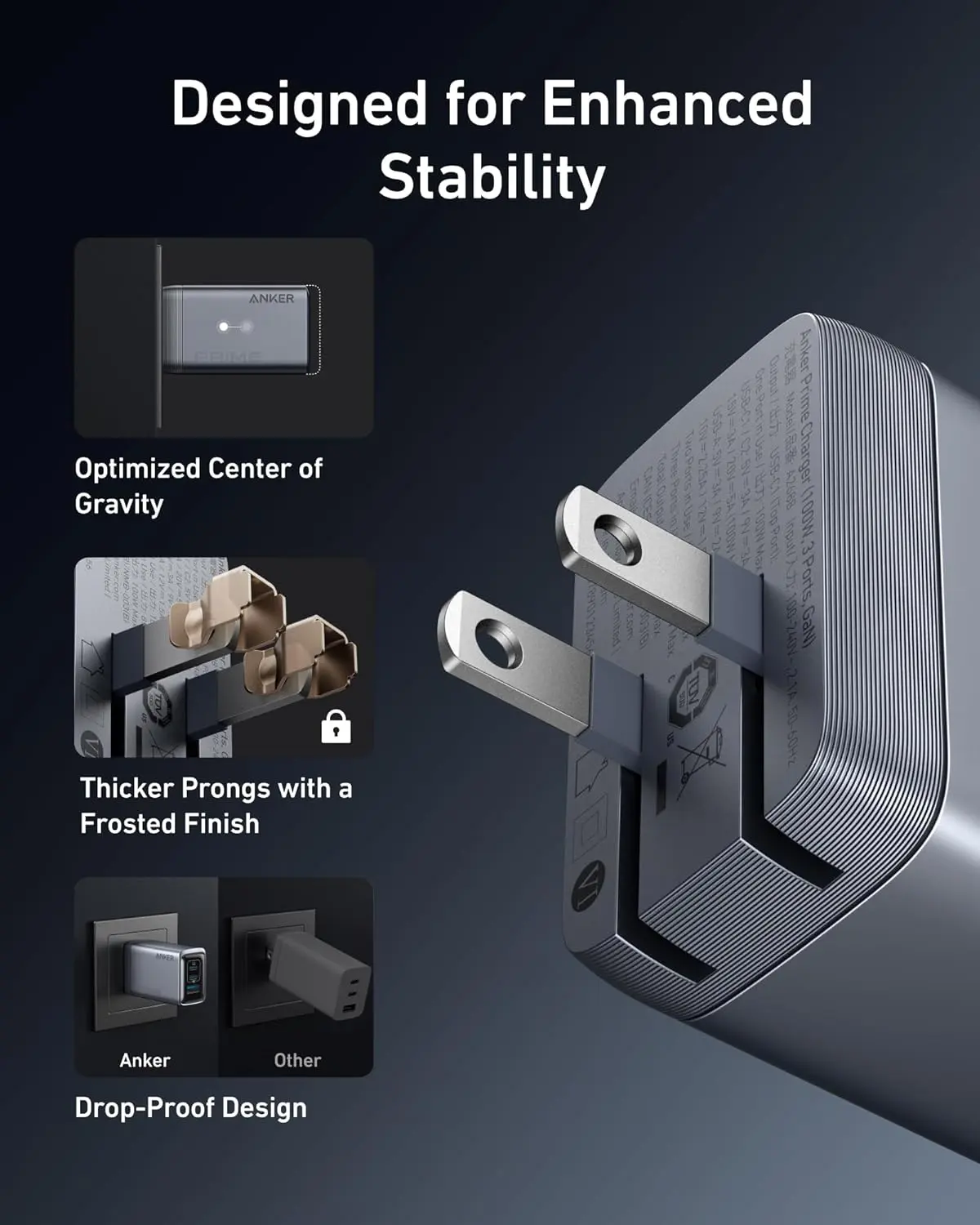 Anker Prime Charger, 100W 3-Port GaN USB C Charger Block, Foldable and Compact for MacBook, iPad, iPhone Series, Galaxy S24/S23, and More image 5