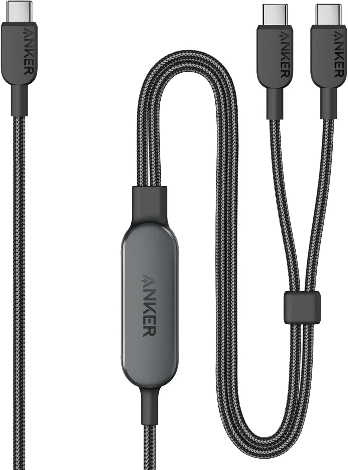 Anker Cable,4FT 2-in-1 USB C to USB C Cable 140W Max,Fast Charging for iPhone 16/16 Pro Max/15 Series,MacBook Air/Pro,and More(Braided,Black) image 1