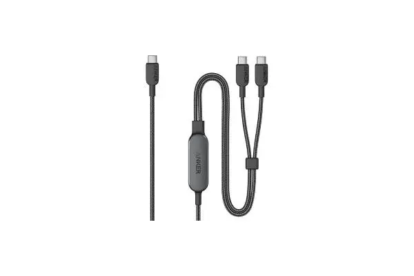 Anker Cable,4FT 2-in-1 USB C to USB C Cable 140W Max,Fast Charging for iPhone 16/16 Pro Max/15 Series,MacBook Air/Pro,and More(Braided,Black) image
