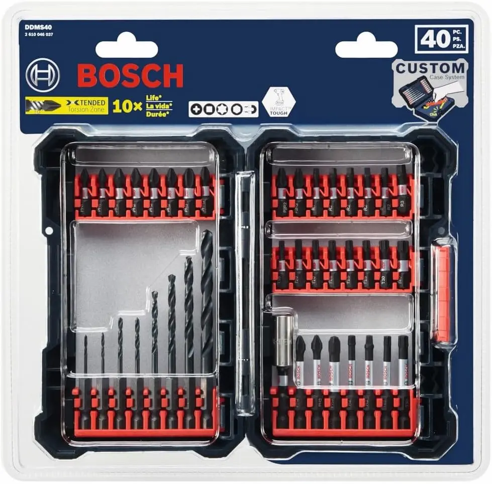 BOSCH DDMS40 40-Piece Assorted Impact Tough Drill Drive Custom Case System Set for Drilling and Driving Applications image 8