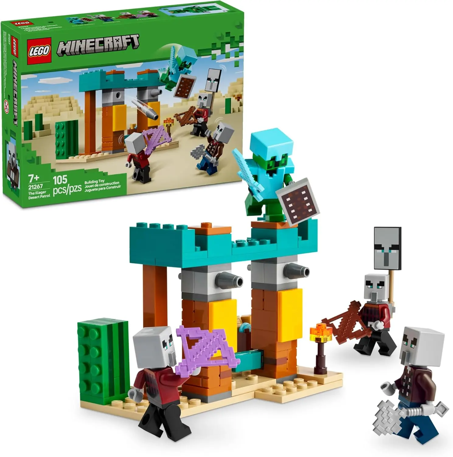LEGO Minecraft The Illager Desert Patrol Toy Figures and Playset - Building Minecraft Toy for Kids, Boys and Girls, Ages 7+ - with 4 Figures for Pretend Play - Gift Idea for Birthdays - 21267 image 1