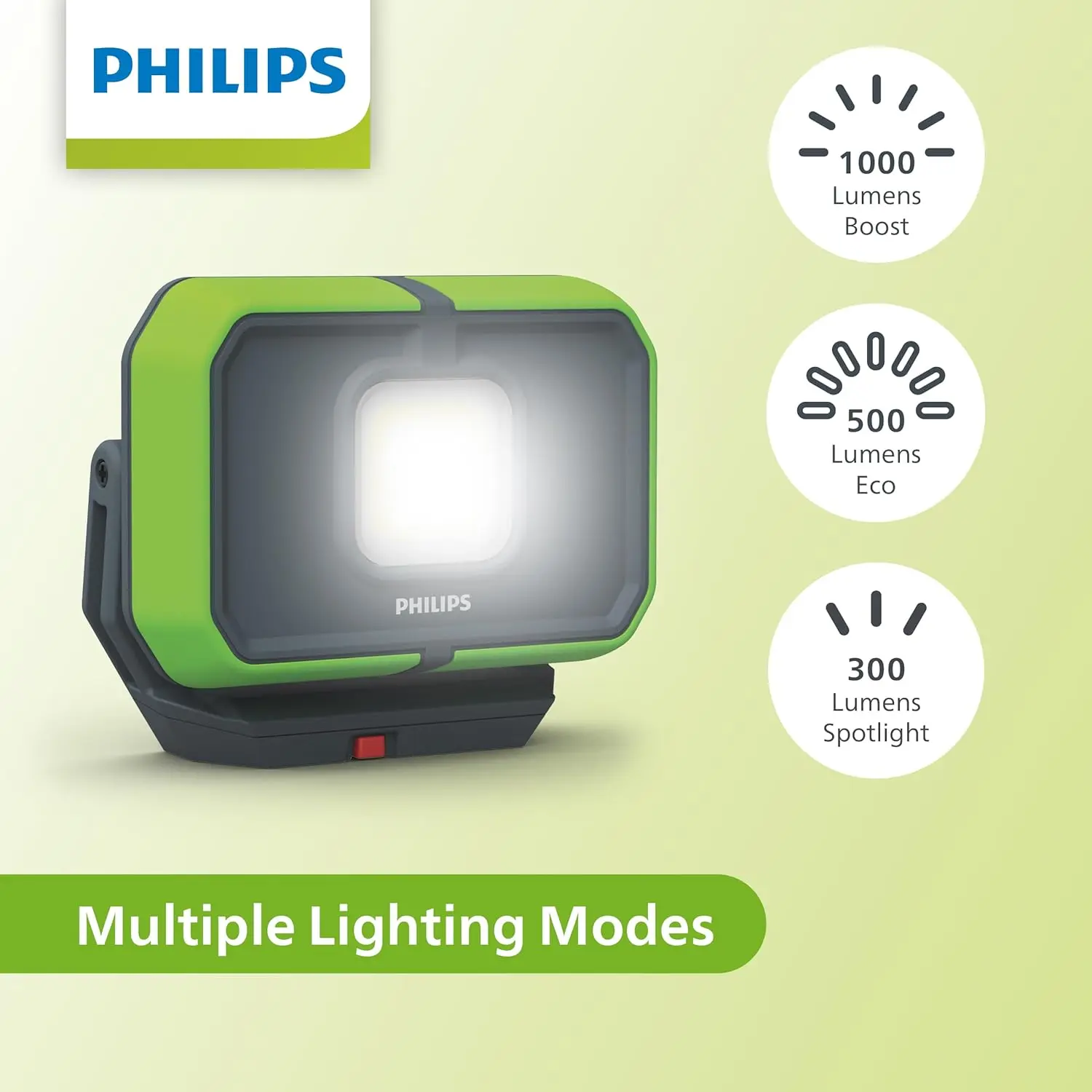 Philips Xperion 3000 Flood Rechargeable LED Work Light with Foldable Stand and Magnetic Handle. Powerbank Function with USB-C Charging Ports. Ideal for Mechanics, Construction, Camping, Outdoors. image 2