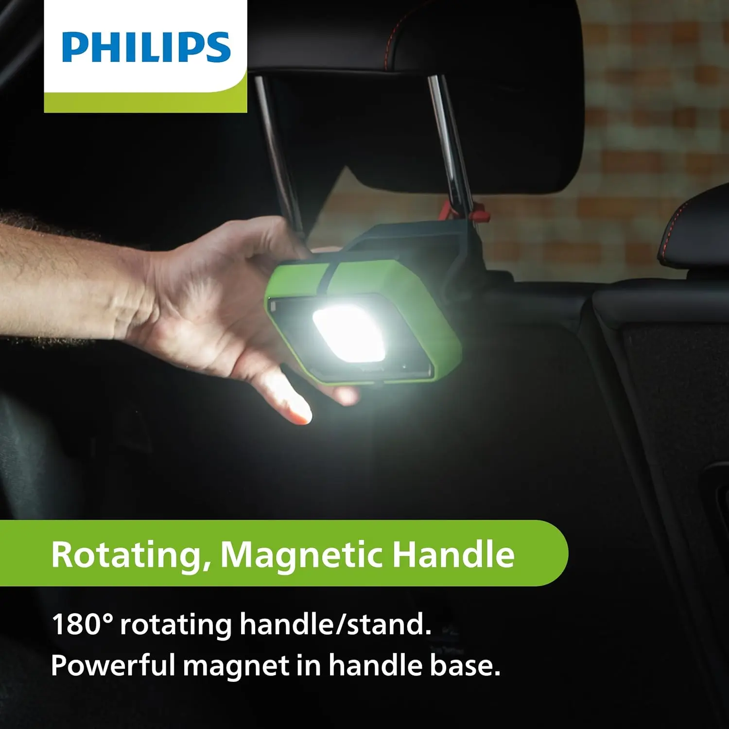 Philips Xperion 3000 Flood Rechargeable LED Work Light with Foldable Stand and Magnetic Handle. Powerbank Function with USB-C Charging Ports. Ideal for Mechanics, Construction, Camping, Outdoors. image 5