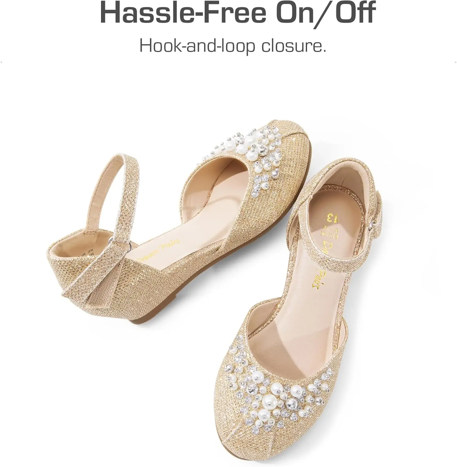 DREAM PAIRS Girls Dress Shoes Toddler Little Big Girls Heels Low Wedge Pumps with Pearls Rhinestone for Flower Girl Princess Wedding Party image 4