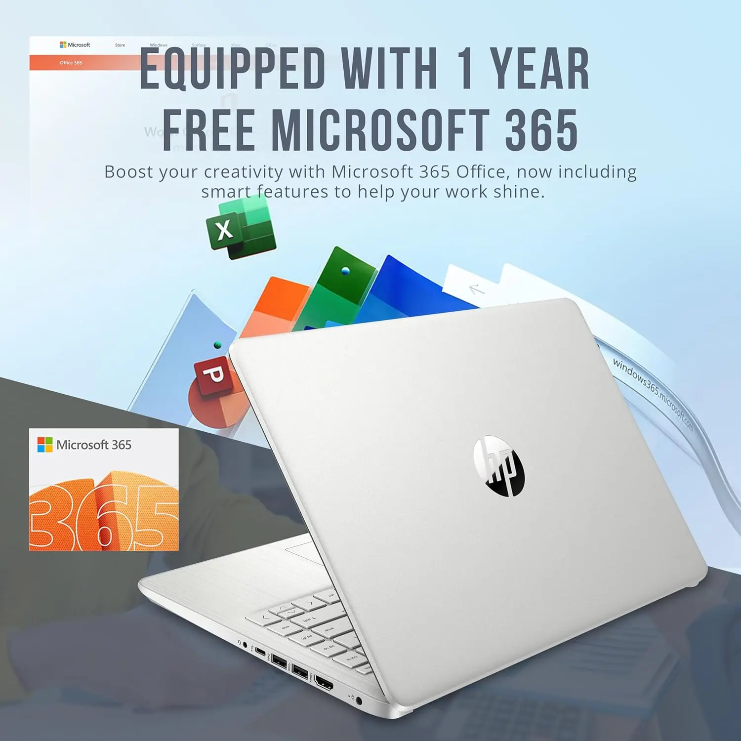 HP Stream 14" HD BrightView Laptop, Intel Celeron N4120, 16GB RAM, 288GB Storage (128GB eMMC + 160GB Docking Station Set), Intel UHD Graphics, 720p Webcam, Wi-Fi, 1 Year Office 365, Win 11 S, Silver image 5
