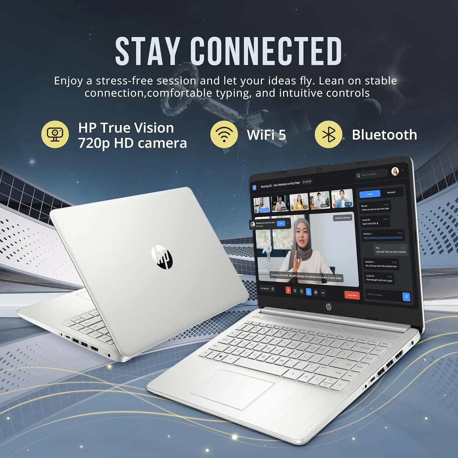 HP Stream 14" HD BrightView Laptop, Intel Celeron N4120, 16GB RAM, 288GB Storage (128GB eMMC + 160GB Docking Station Set), Intel UHD Graphics, 720p Webcam, Wi-Fi, 1 Year Office 365, Win 11 S, Silver image 6