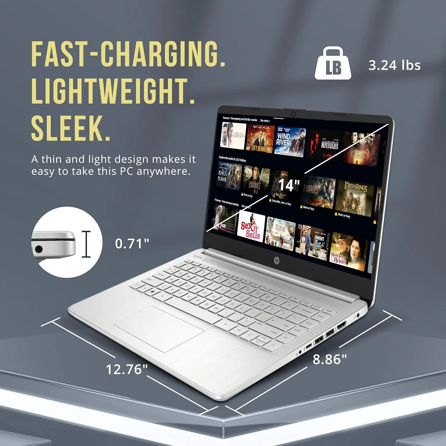 HP Stream 14" HD BrightView Laptop, Intel Celeron N4120, 16GB RAM, 288GB Storage (128GB eMMC + 160GB Docking Station Set), Intel UHD Graphics, 720p Webcam, Wi-Fi, 1 Year Office 365, Win 11 S, Silver image 8